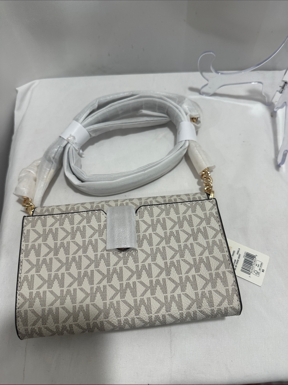 Michael Kors Beige/Gray MK Logo Crossbody Bag NWT - Picture 5 of 5